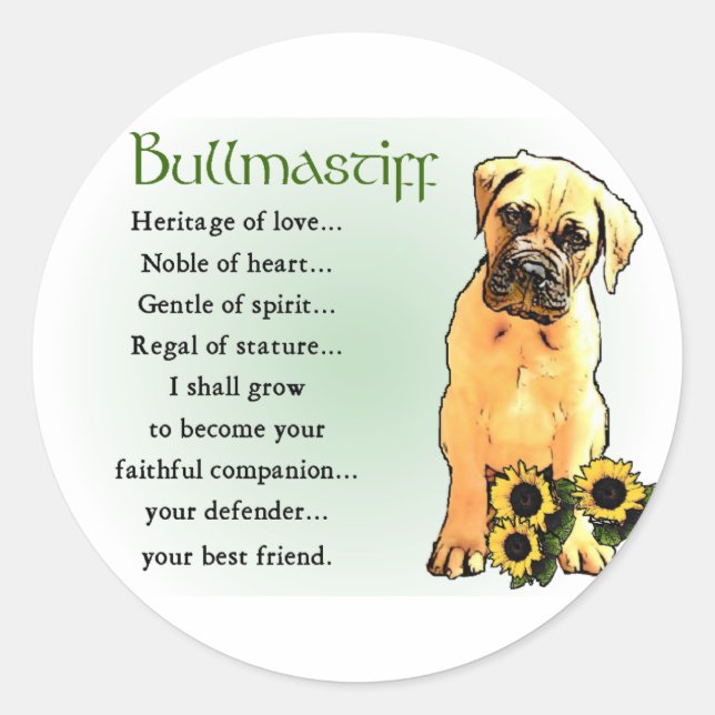 Bullmastiff-Geschenke Runder Aufkleber (Vorderseite)