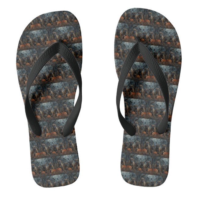Bullmastiff Halloween Night Doggge Delikatesse Flip Flops (Fußbett)