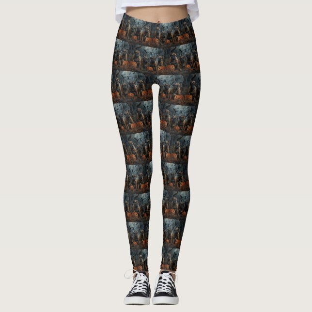 Bullmastiff Halloween Night Doggge Delikatesse Leggings (Vorderseite)
