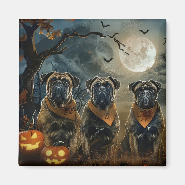 Bullmastiff Halloween Spooky Magnet (Vorne)