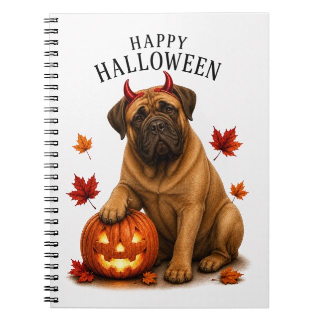 Bullmastiff Halloween Teufelshund Notizblock (Vorderseite)