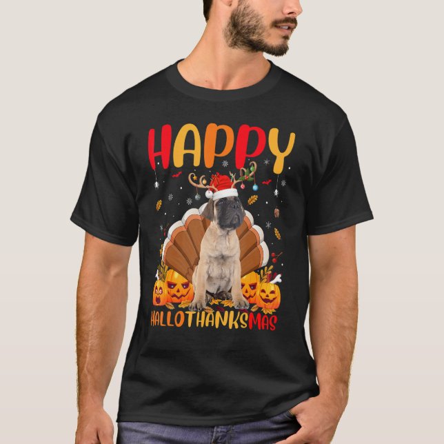 Bullmastiff Happy Bullmastiff Hellothanksmas T-Shirt (Vorderseite)