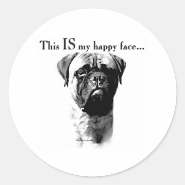 Bullmastiff Happy Face - Aufkleber (Vorderseite)