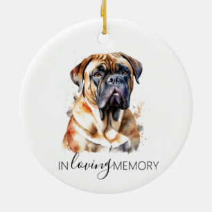 Bullmastiff-Haustier-Gedenk-Wasserfarben-Weihnacht Keramik Ornament