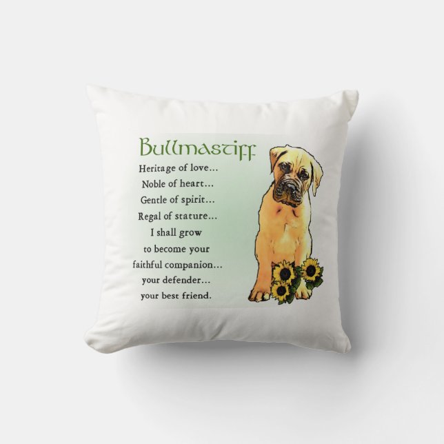 Bullmastiff Heritage of Liebe Geschenke Kissen (Vorderseite)