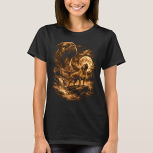 Bullmastiff Heulender Mond Hund Fantasy Forst T-Shirt