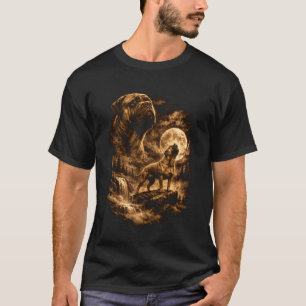 Bullmastiff Heulender Mond Hund Fantasy Wald Wild T-Shirt