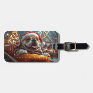 Bullmastiff-Hund Achterbahn Weihnachten Gepäckanhänger