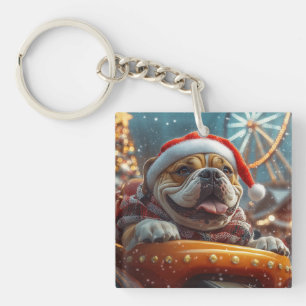 Bullmastiff-Hund Achterbahn Weihnachten Schlüsselanhänger