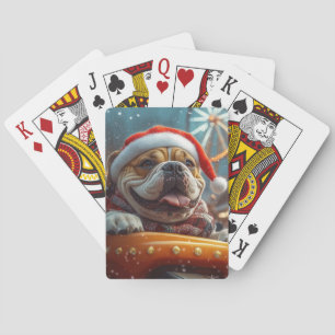 Bullmastiff-Hund Achterbahn Weihnachten Spielkarten
