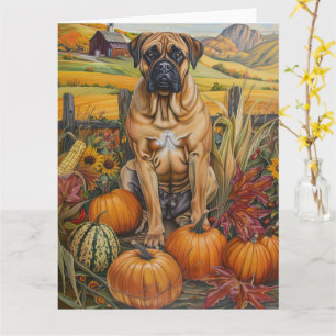 Bullmastiff Hund Herbsternte Erntedank Karte