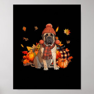 Bullmastiff-Hund Herbstschal Leopard Kürbisse Herb Poster