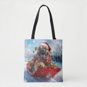 Bullmastiff Hund in Sledge Let it Schnee Weihnacht