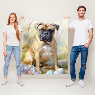 Bullmastiff-Hund mit Ostereiern Feiertag Fleecedecke