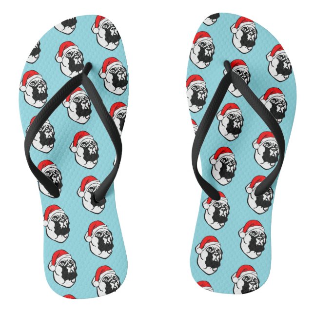 Bullmastiff Hund mit Weihnachts-Weihnachtsmannmütz Flip Flops (Fußbett)