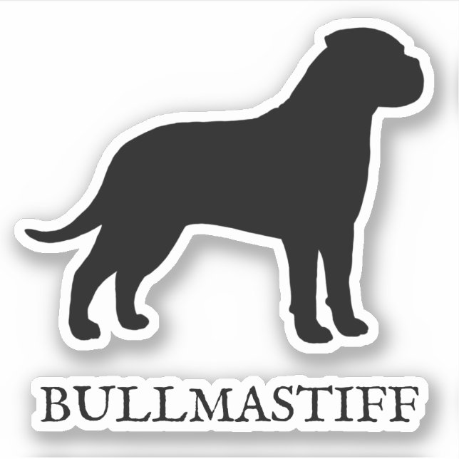 Bullmastiff Hund Silhouette Wasserfeste Vinyl Deca Aufkleber (Vorderseite)