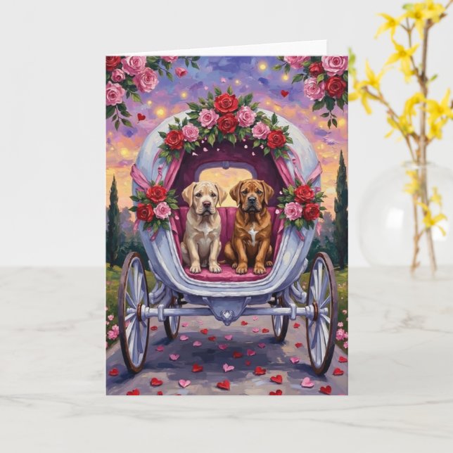 Bullmastiff Hund Valentinstag  Karte (Gelbe Blume)