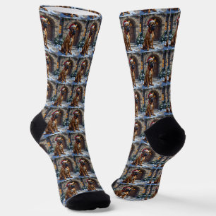 Bullmastiff-Hund Wächter von Christmas Manor Kunst Socken