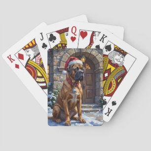 Bullmastiff-Hund Wächter von Christmas Manor Kunst Spielkarten