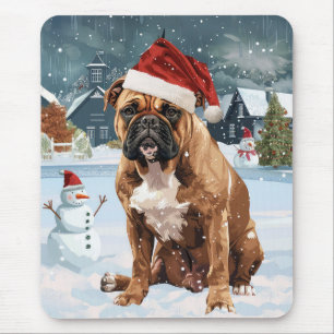 Bullmastiff-Hund Winter Wonderland Weihnachtsfreud Mousepad
