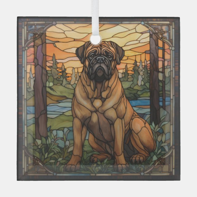 Bullmastiff Hunde Ornament Aus Glas (Vorderseite)