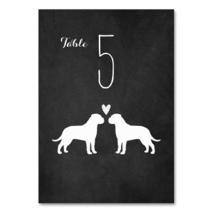 Bullmastiff Hunde Silhouetten Hochzeitsempfang Tischnummer
