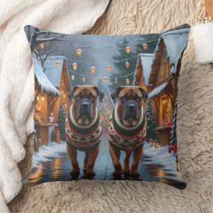 Bullmastiff Hunde Weihnachten Schnee Feiertag  Kissen