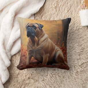 Bullmastiff im Herbst Leaves Fall Inspiriert Kissen