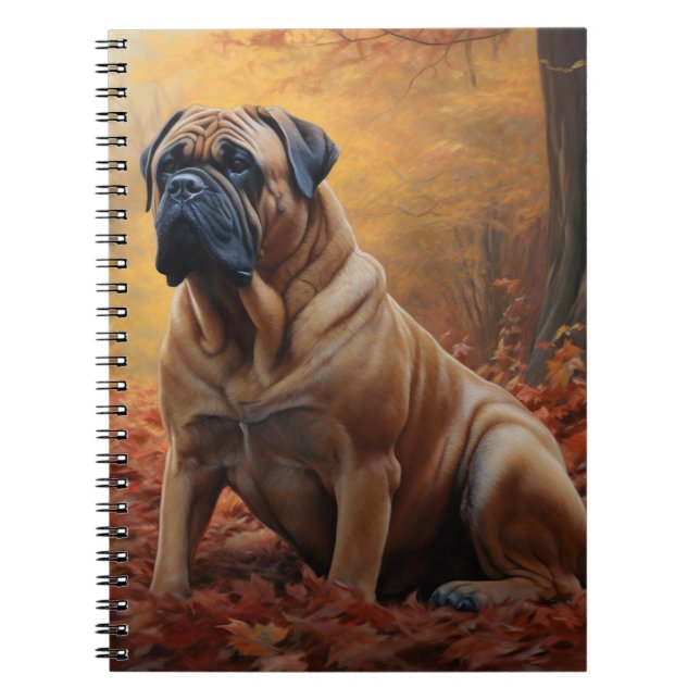 Bullmastiff im Herbst Leaves Fall Inspiriert Notizblock (Vorderseite)