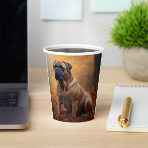 Bullmastiff im Herbst Leaves Fall Inspiriert Pappbecher