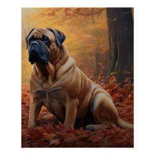 Bullmastiff im Herbst Leaves Fall Inspiriert Poster