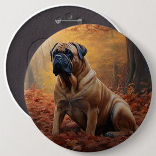 Bullmastiff im Herbstlaubfall inspiriert Button
