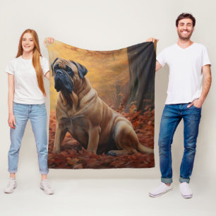 Bullmastiff im Herbstlaubfall inspiriert Fleecedecke
