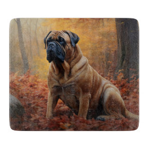 Bullmastiff im Herbstlaubfall inspiriert Schneidebrett