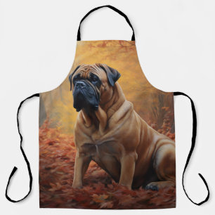 Bullmastiff im Herbstlaubfall inspiriert Schürze