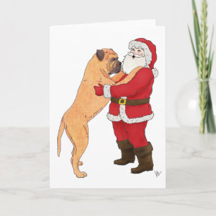Bullmastiff Jowly Christmas Gruß Feiertagskarte