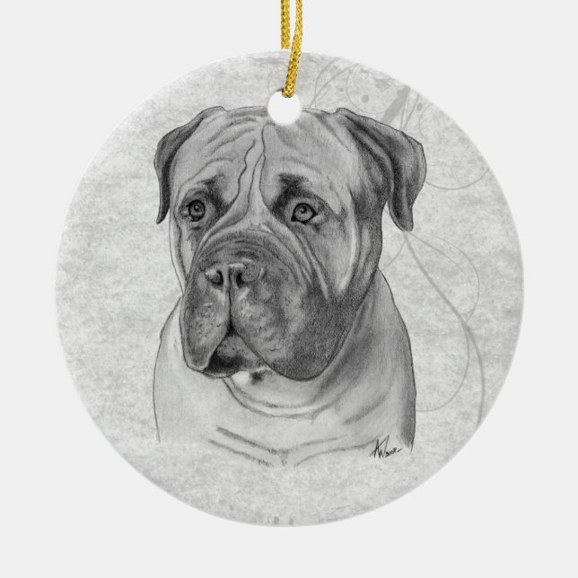 Bullmastiff Keramik Ornament (Vorne)