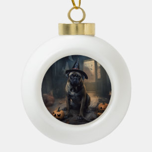 Bullmastiff-Kürbisse Halloween Gruselig Keramik Kugel-Ornament