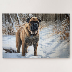 Bullmastiff Lass es schneien Weihnachten Puzzle