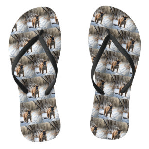 Bullmastiff Let It Schnee Weihnachten Flip Flops
