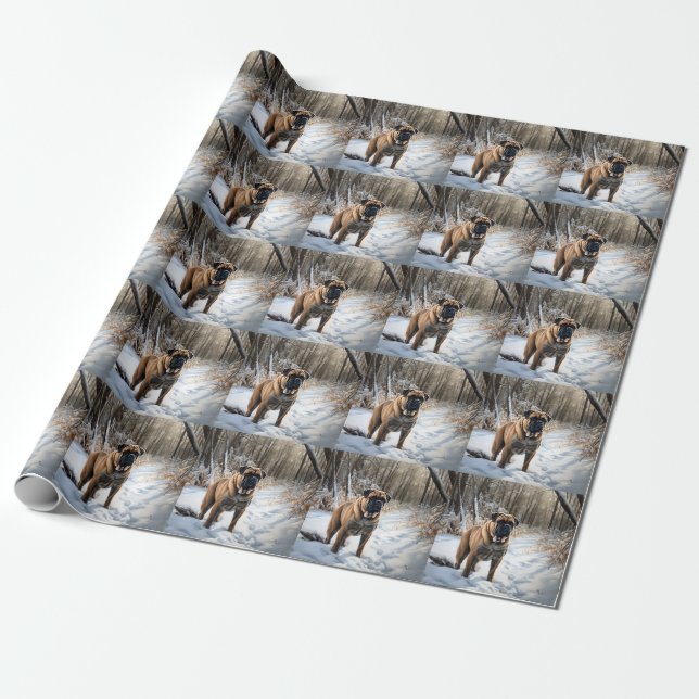 Bullmastiff Let It Schnee Weihnachten Geschenkpapier (Ungerollt)