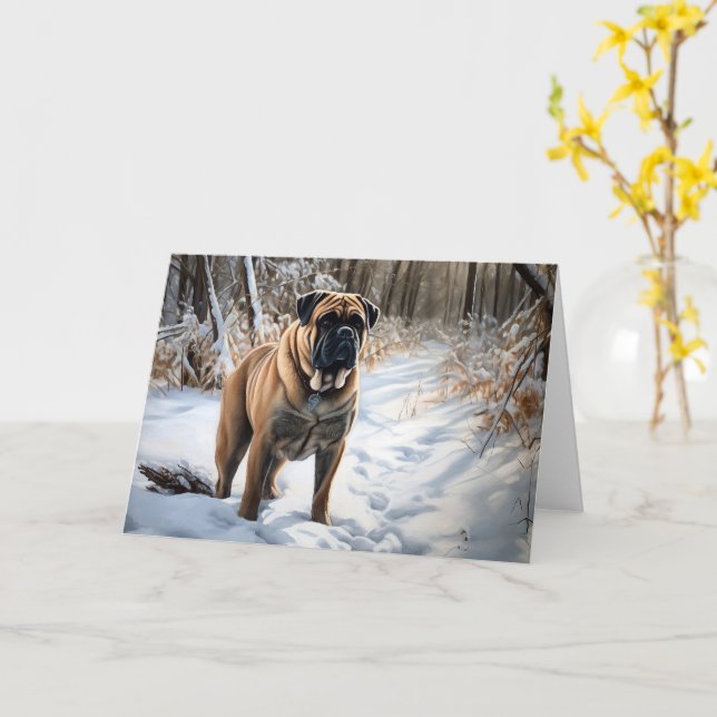 Bullmastiff Let It Schnee Weihnachten Karte (Gelbe Blume)