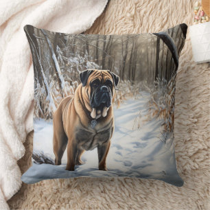 Bullmastiff Let It Schnee Weihnachten Kissen