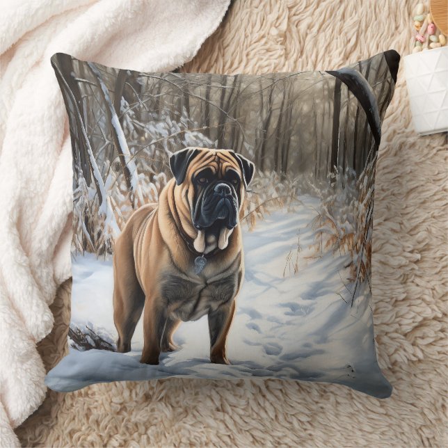 Bullmastiff Let It Schnee Weihnachten Kissen (Decke)