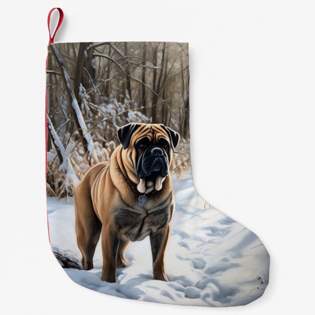 Bullmastiff Let It Schnee Weihnachten Kleiner Weihnachtsstrumpf (Vorderseite)