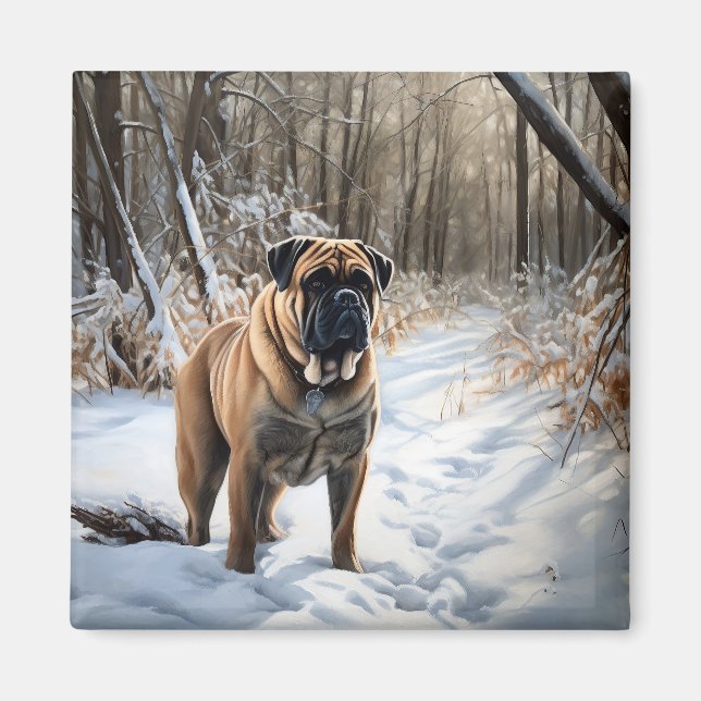 Bullmastiff Let It Schnee Weihnachten Magnet (Vorne)