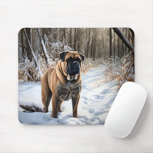 Bullmastiff Let It Schnee Weihnachten Mousepad (Mit Mouse)