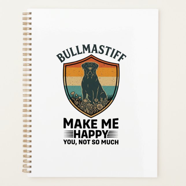Bullmastiff Mach mich glücklich Hund Shield Retro  Planer (Vorderseite)