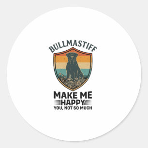 Bullmastiff Mach mich glücklich Hund Shield Retro Runder Aufkleber