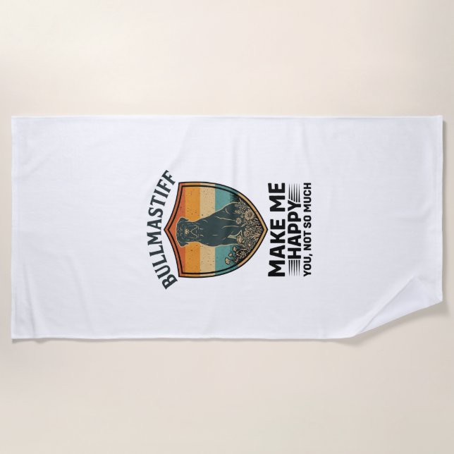 Bullmastiff Mach mich glücklich Hund Shield Retro  Strandtuch (Vorderseite)